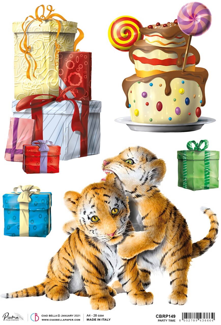 Ciao Bella Rice Paper Sheet A4 5/Pkg-Party Time, My First Year